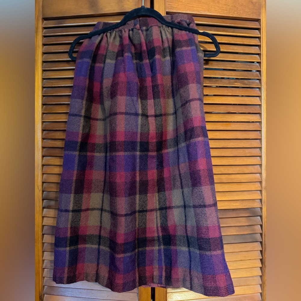 Vintage 100% Wool Plaid A-Line Skirt